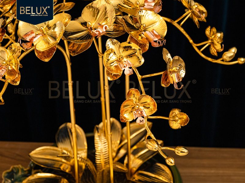 Chậu Lan Vàng Tụ Phúc mạ vàng 24k&nbsp;cao 50cm